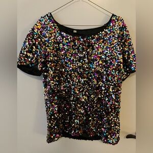 Multicolor Sequin Plus Women's Top